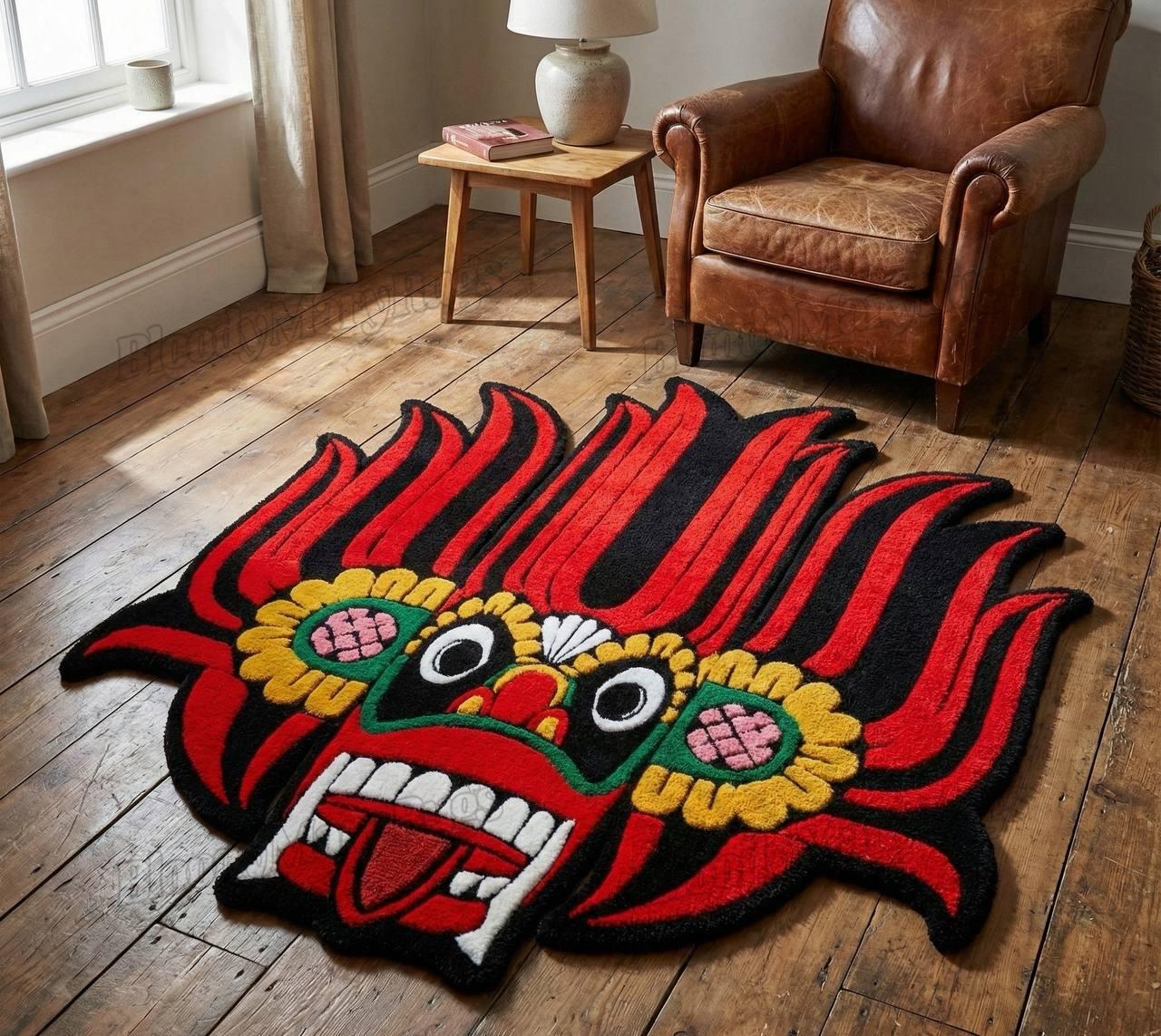 Red Fire Mask Rug