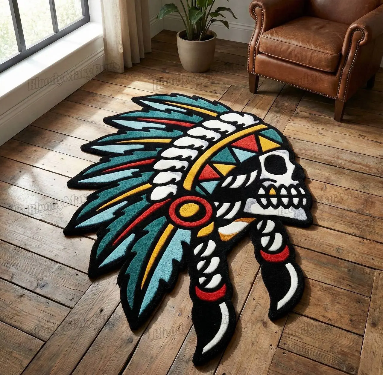 Skull Headdress Tattoo Rug