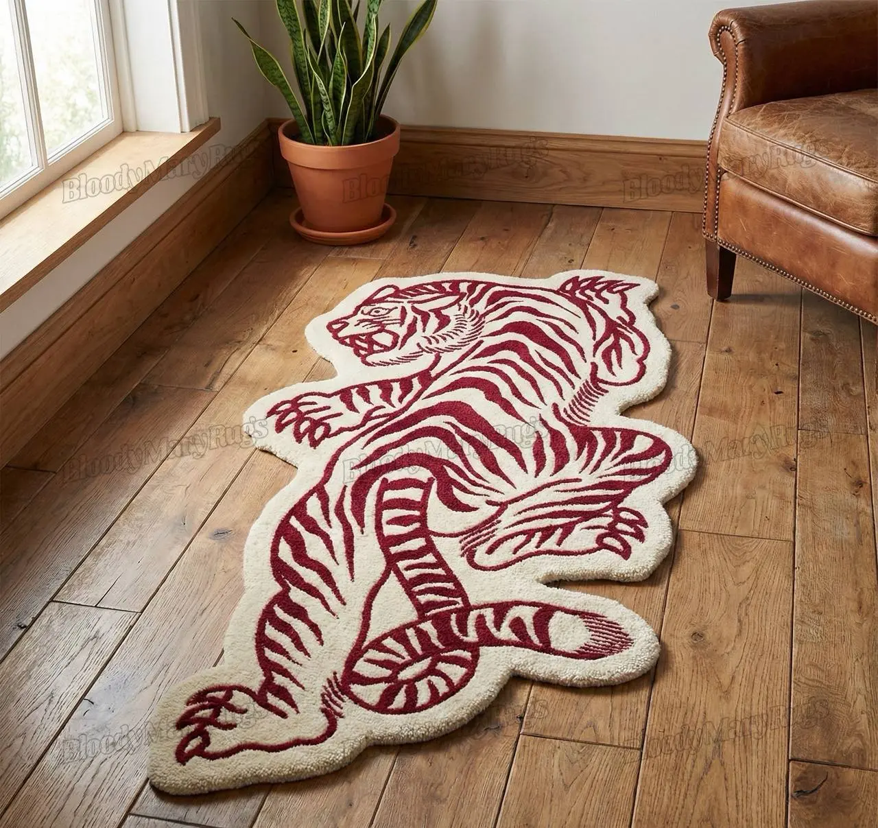 Ivory Side Tiger Tattoo Floor Art