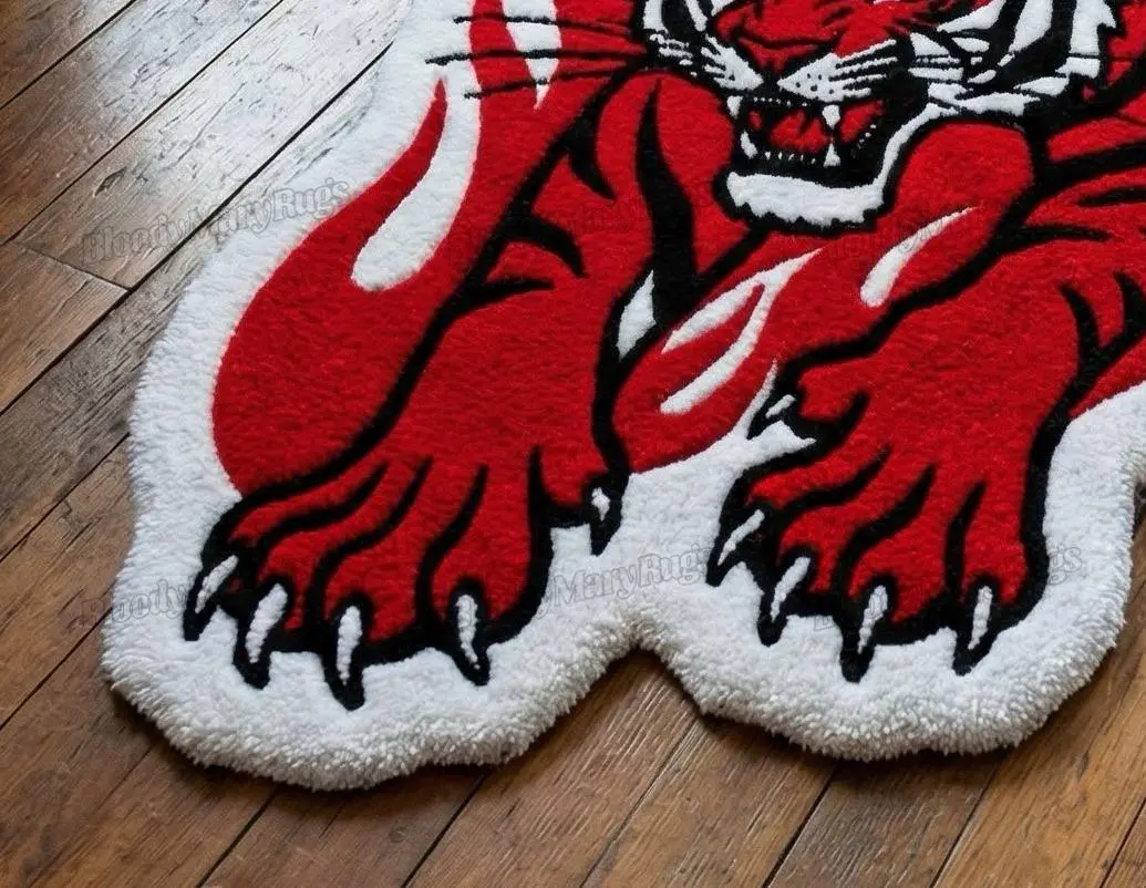 Flaming Red Tiger Runner Rug